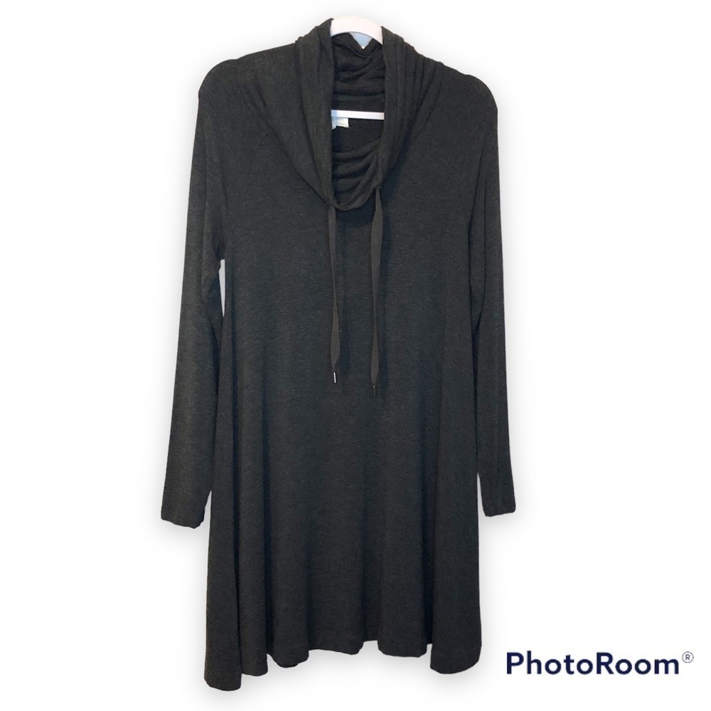 LOU & Grey Womens Charcoal Gray Cowl Neck Very Soft Sweater Dress Size Small